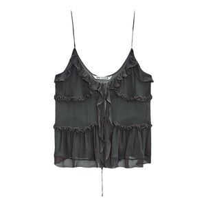 Zara Ruffled Semi-Sheer Top